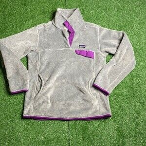 Patagonia Grey Purple Retool Snap T Fleece Pullover Jacket M